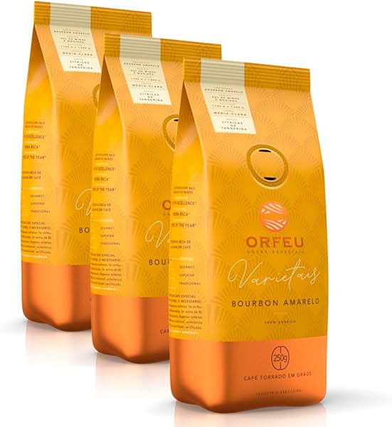 Café em Grãos Orfeu Bourbon Amarelo Kit 3 Pacotes de 250g