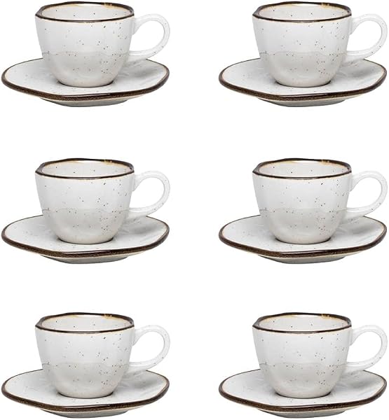 Conjunto de 6 Xícaras de cafezinho pequenas 75 ml com pires Ryo Maresias Oxford