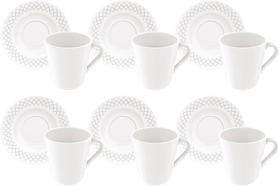 Kit Xícara e Pires de Café Tramontina Ingrid em Porcelana Decorada 70 ml 12 Peças