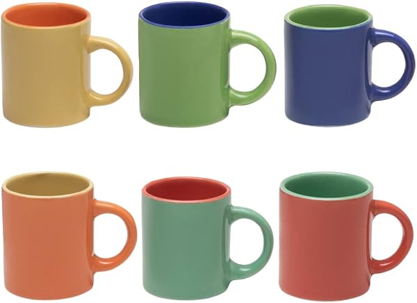 Mimo Style Mini Canecas Para Café Com 6 Peças Multicolor, Cerâmica 100ml, CR501