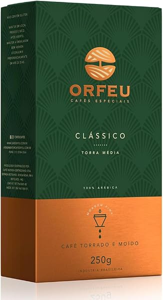 Orfeu Café Clássico Torrado e Moído, 100% Arabica, Torra Média, 250g
