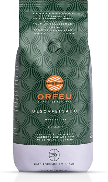Orfeu Café Descafeinado em Grãos, 100% Arábica, Torra Média, 250g