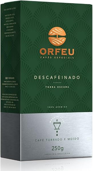 Orfeu Café Descafeinado Torrado e Moído, 100% Arábica, Torra Média, 250g